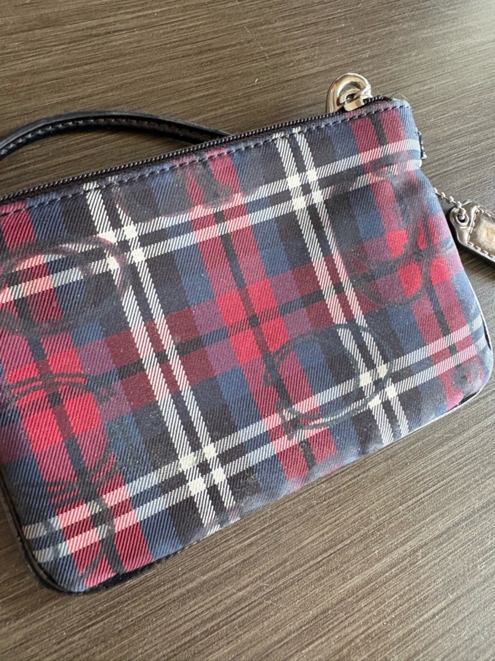 Coach Poppy Tartan Plaid Glam Tote + Wristlet (Red/Blue) 18713 - Picture 16 of 17